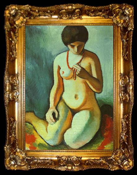 framed  August Macke Nude with Coral Necklace, ta009-2